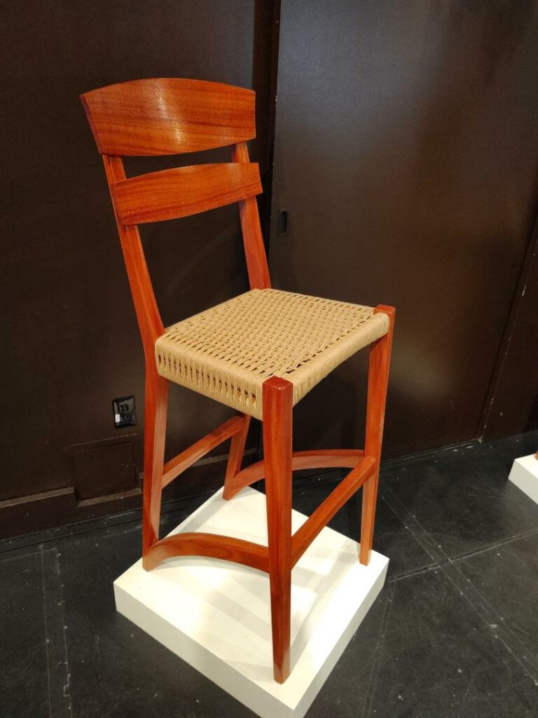 high bar stool made from bubinga